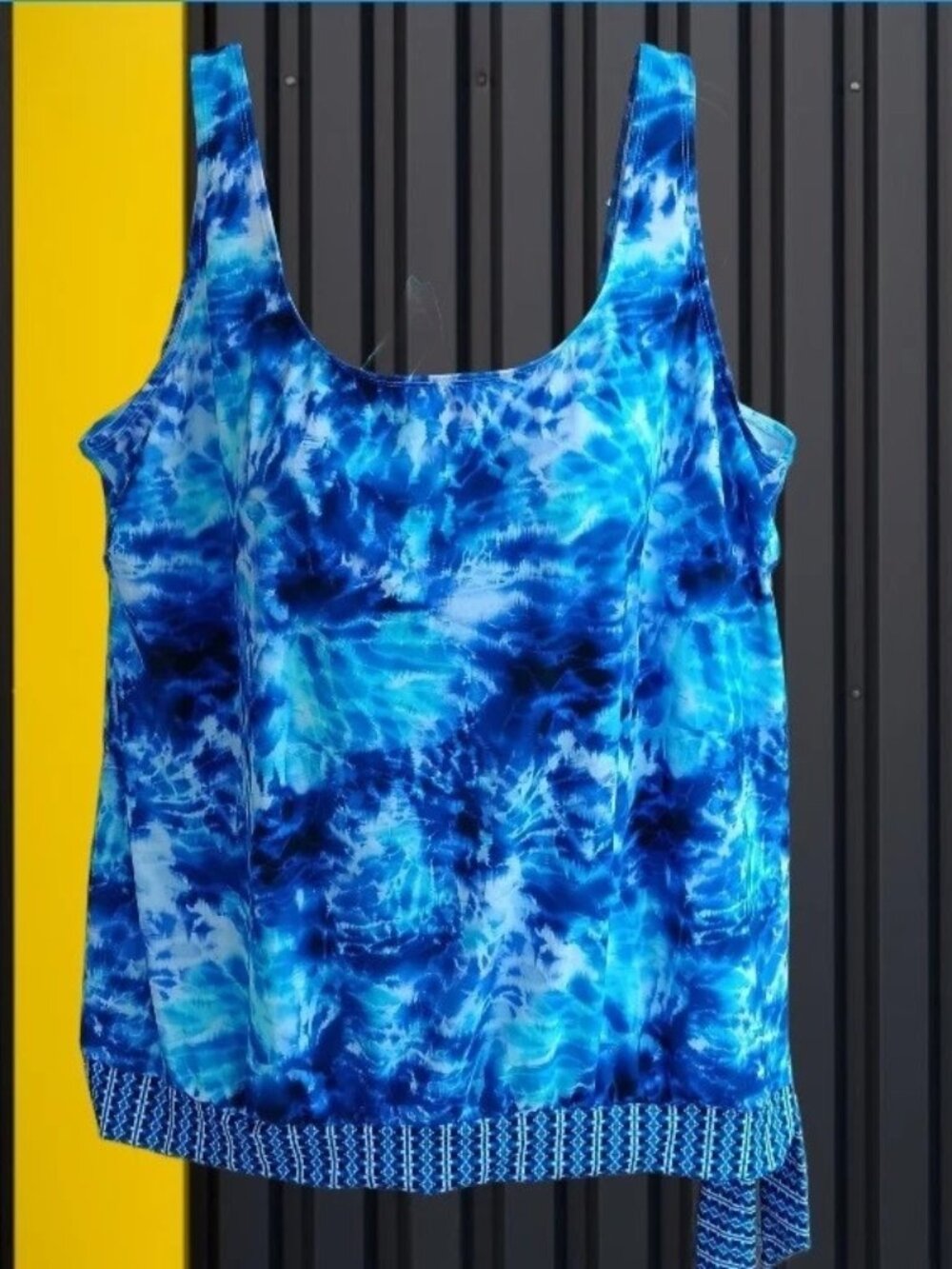 Womens Swim Top Tankini Bandeau Blue Tie Dye Size 22